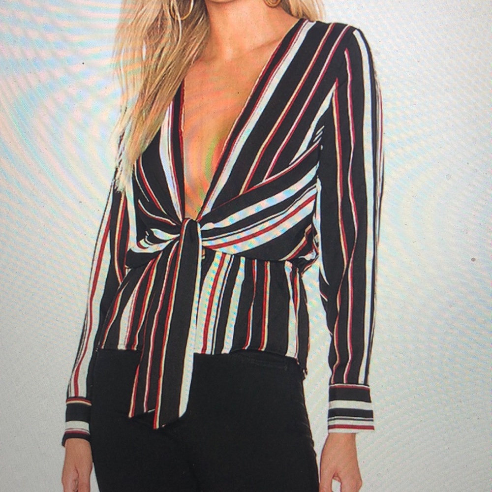 Ryna plunge tie blouse -REVOLVE